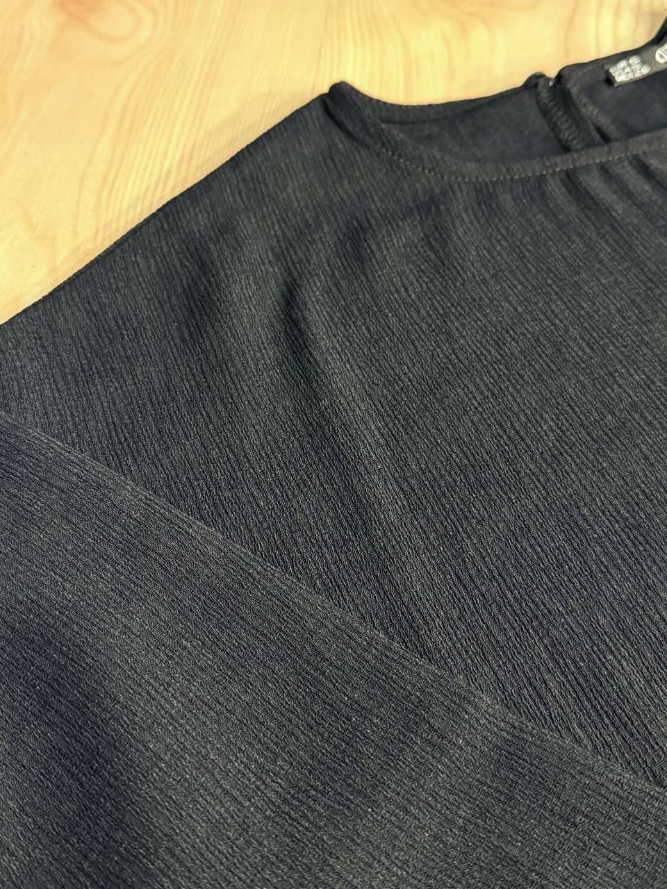 Блузка женская Clew 1005 жатка с разрезами широкая 3/4 рукав M Черный (4770) - фото 2