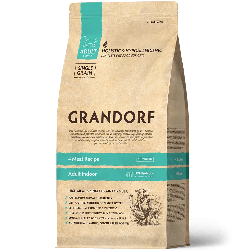 Корм сухий для дорослих кішок Grandorf 4 Meat & Brown Rice Indoor 2 кг (70021) - фото 1