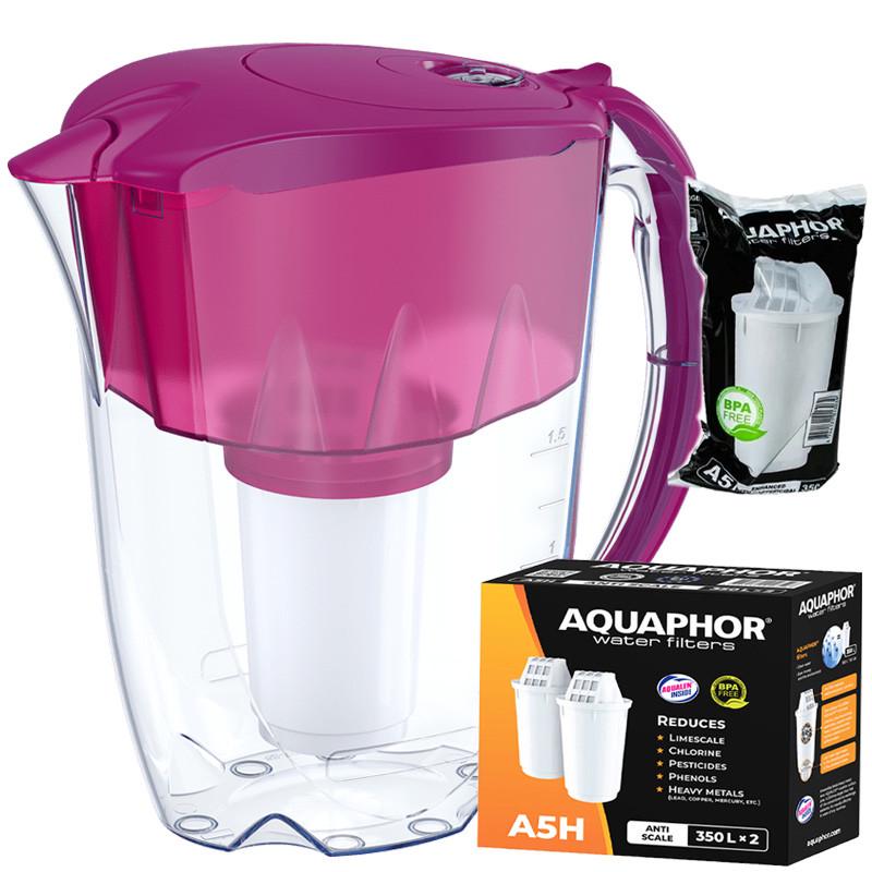 Фильтр-кувшин Аквафор Арктик А5 с двумя модулями А5H жесткость Цикламен (1786525764)