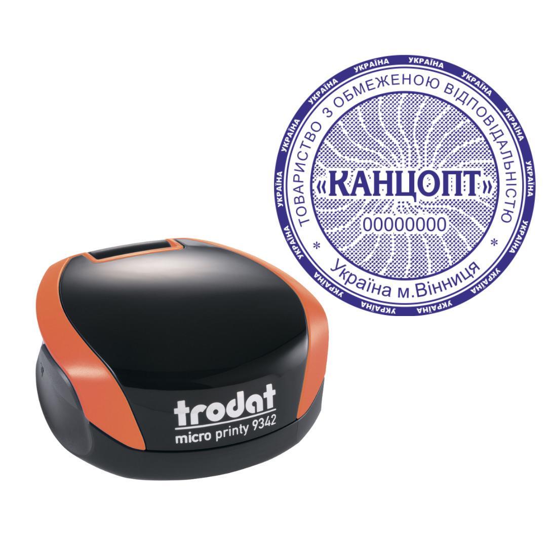 Печать ТОВ на карманном оснащении Trodat Micro Printy 9342 d 42 мм Оранжевый (ООО24/9342/O)