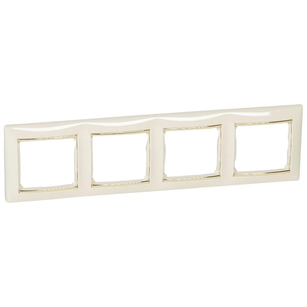 Рамка четырехместная Legrand Valena горизонтальная Слоновая кость/Золотой (774154)