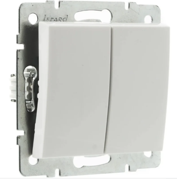 Выключатель двухклавишный Lezard Rain Белый (26526255)