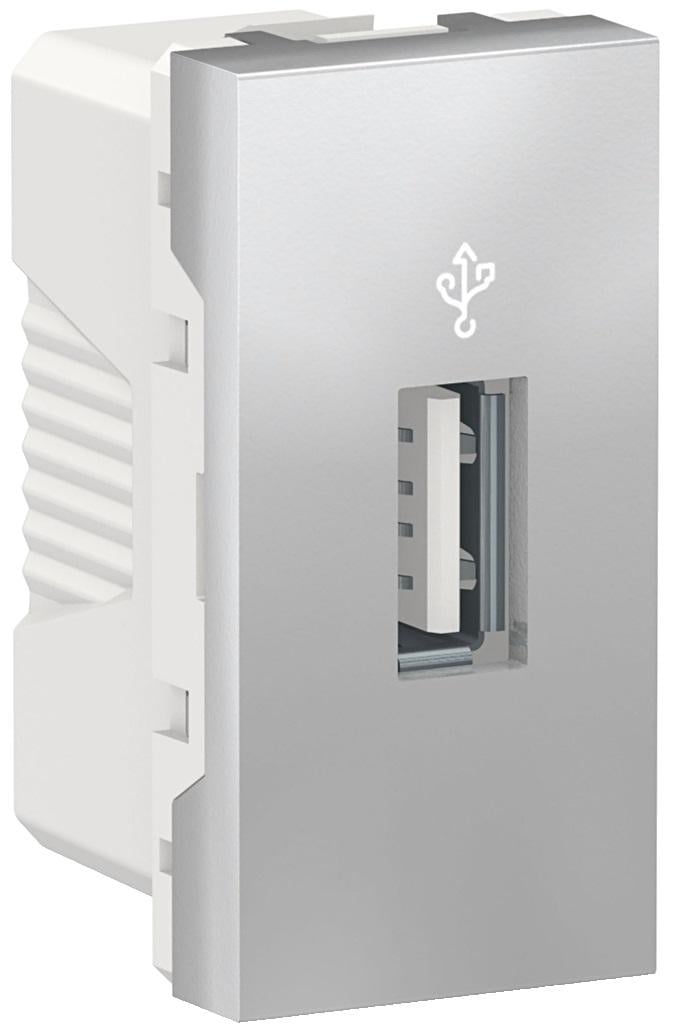 Конектор-USB Schneider Electric 1 модуль A+C ABS-UV Unica Алюміній (NU342930)