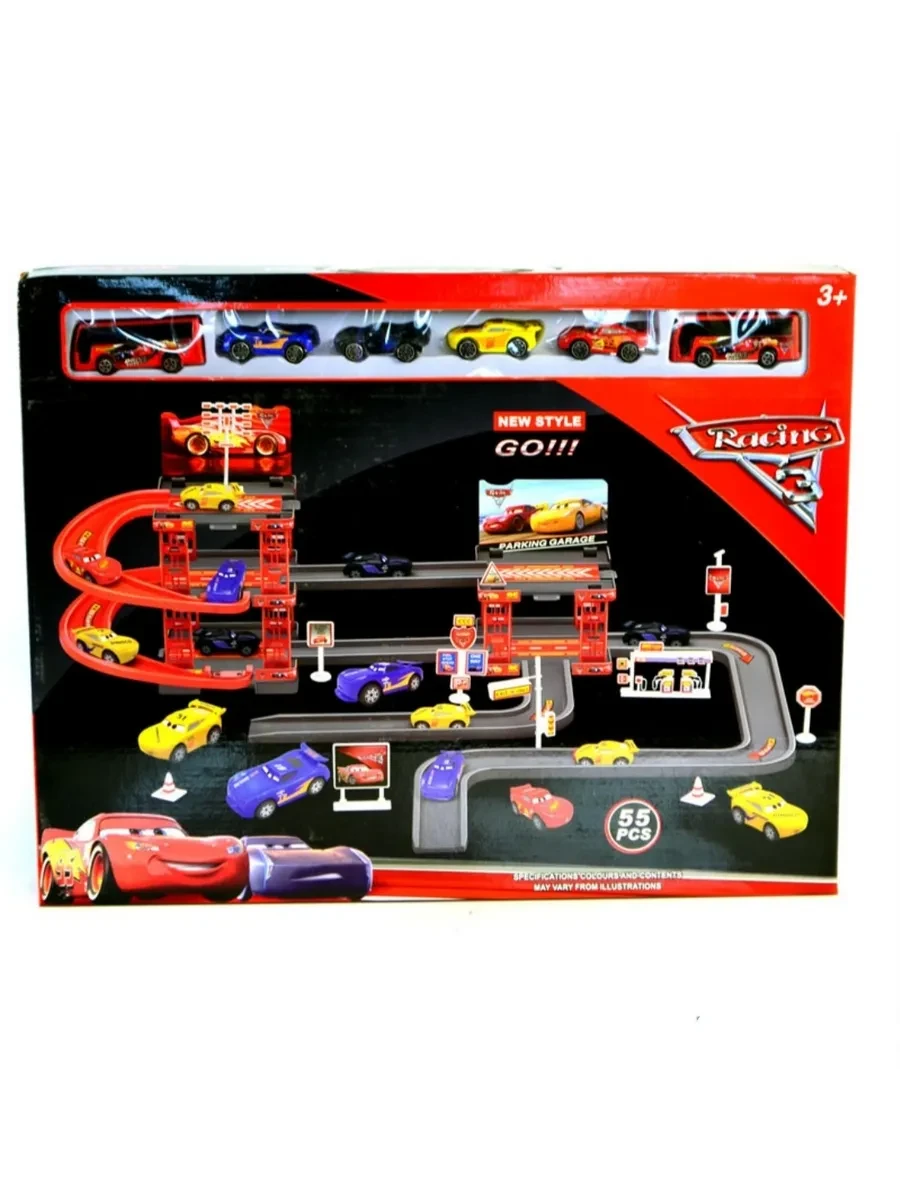 Игровой гараж-парковка Тачки Молния МакВин 3 этажа 55 деталей (2995507701)