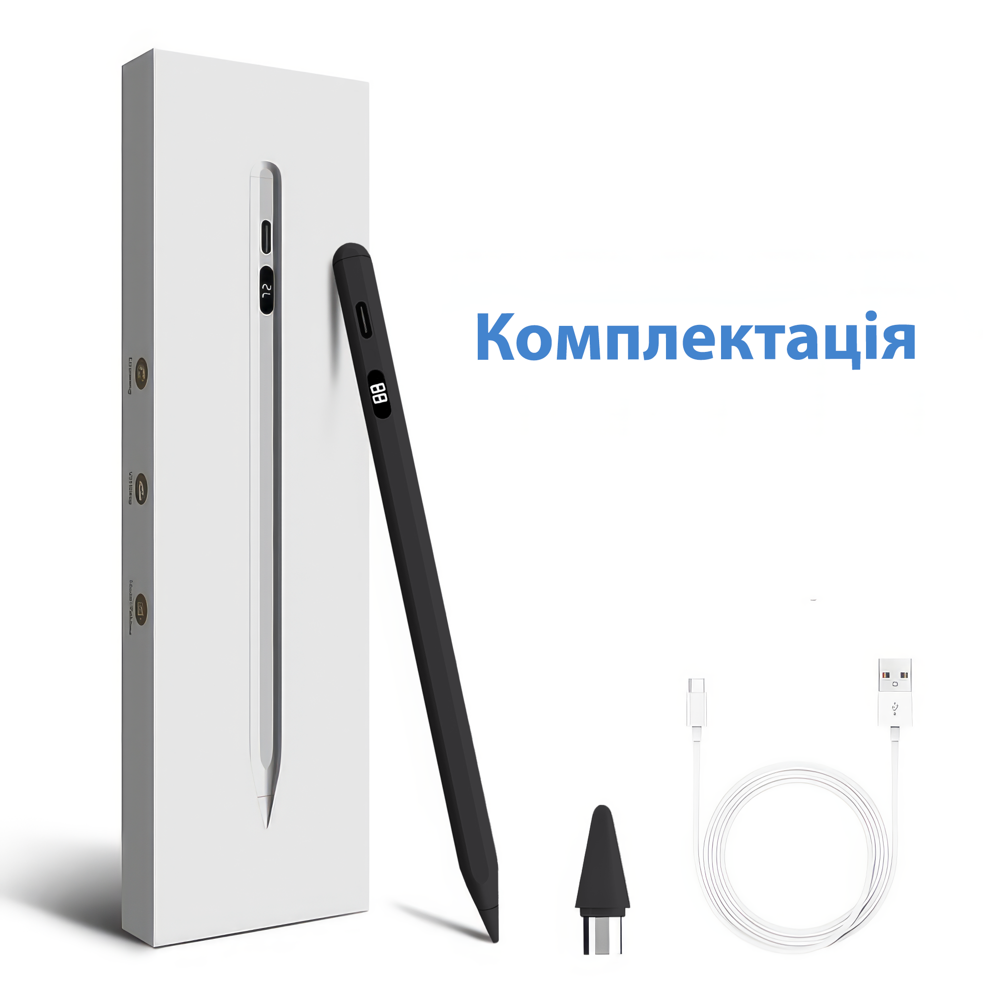 Стилус универсальный с дисплеем цифровой адаптивный для iOS и Android Черный (21012) - фото 8 Стилус универсальный с дисплеем цифровой адаптивный для iOS и Android Черный (21012) - фото 8