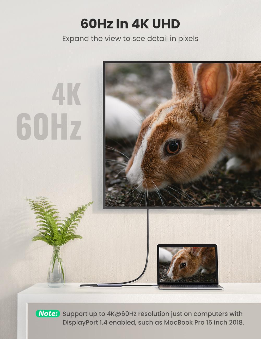 USB-хаб UGREEN Type-C-3x USB 3.0/5 Гбіт/с HDMI 4K 60Hz/Type-C PD 100W USB-C Сірий (70495) - фото 7 USB-хаб UGREEN Type-C-3x USB 3.0/5 Гбіт/с HDMI 4K 60Hz/Type-C PD 100W USB-C Сірий (70495) - фото 7