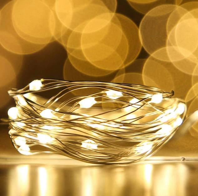 Гирлянда-нитка на батарейках Роса 2 м 20 LED желтый свет (d5e41877) - фото 2