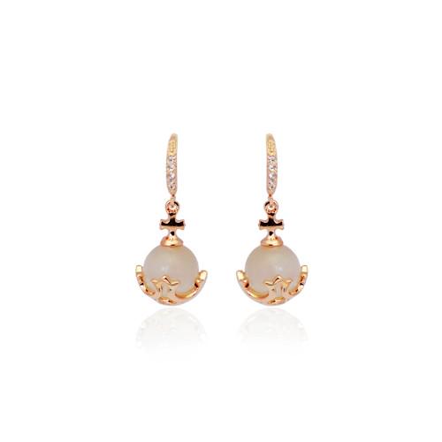 Сережки з кристалами Сваровські Italina 86476a Місячний камінь