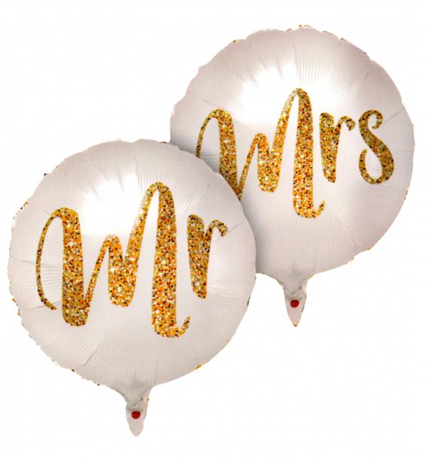 Воздушные шарики Mr & Mrs 40 см