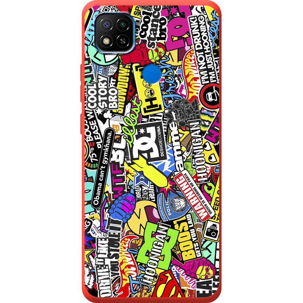 Чехол BoxFace Xiaomi Redmi 9C Multicolored Inscriptions Красный силикон (40879-up880-44021)
