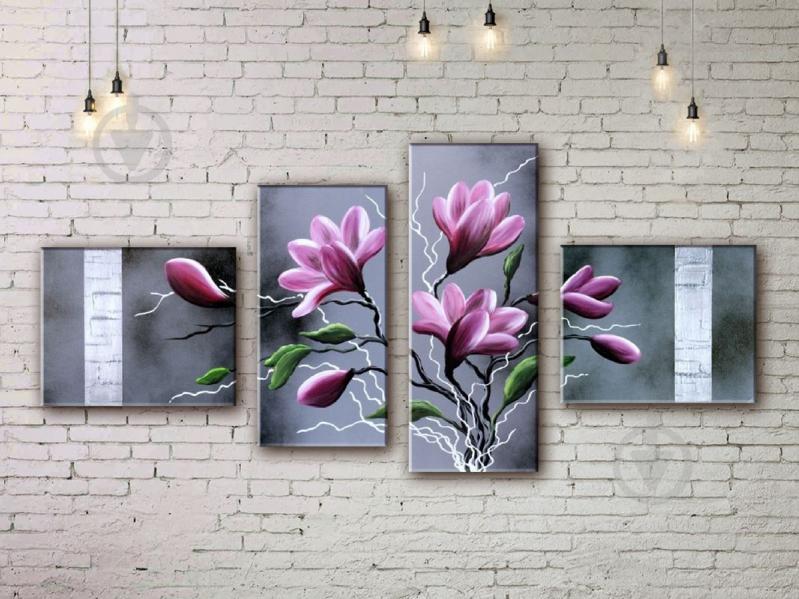 Модульная картина акрилом цветы ArtStar MHM17_4_298 размер 70 х 150 см