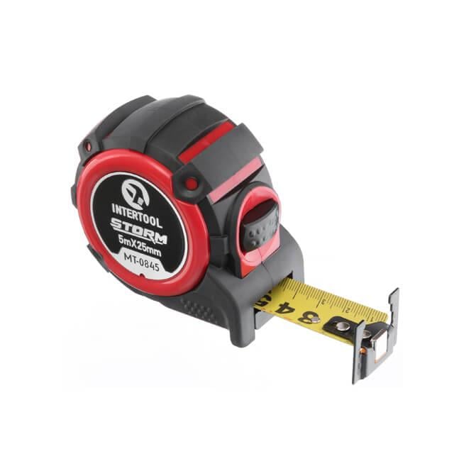 Рулетка Intertool со стальным полотном покрытым нейлоном 5 м 25 мм двухсторонняя шкала двухсторонний зацеп с магнитом автостоп STORM (MT-0845) Рулетка Intertool со стальным полотном покрытым нейлоном 5 м 25 мм двухсторонняя шкала двухсторонний зацеп с магнитом автостоп STORM (MT-0845)