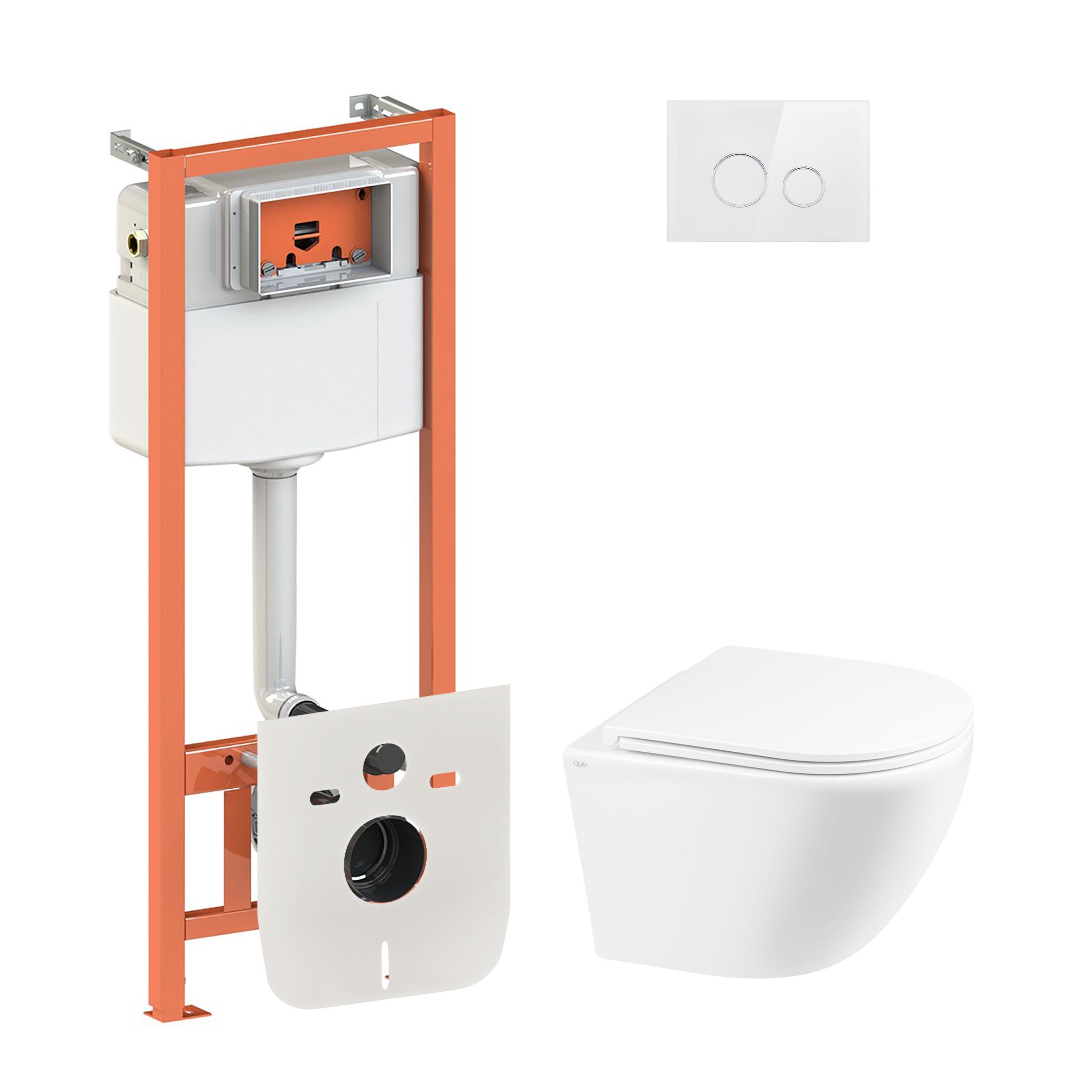 Комплект инсталляции Q-tap Nest QT1333046ERW0133M425V1164GW с унитазом кнопка Белый (120913)