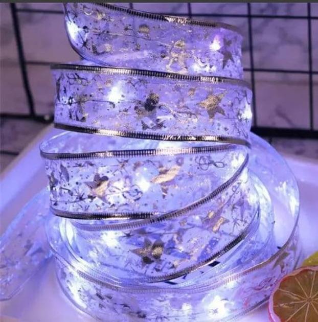 Гирлянда-лента новогодняя для елки на батарейках 3 м 50 LED Белый холодный (D-0053)