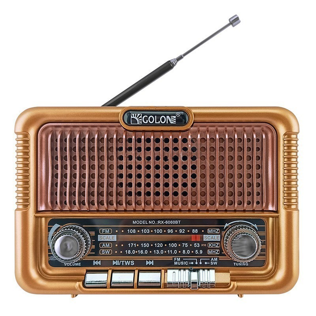 Радіоприймач Golon RX 6060 BT Коричневий (GR-04676)