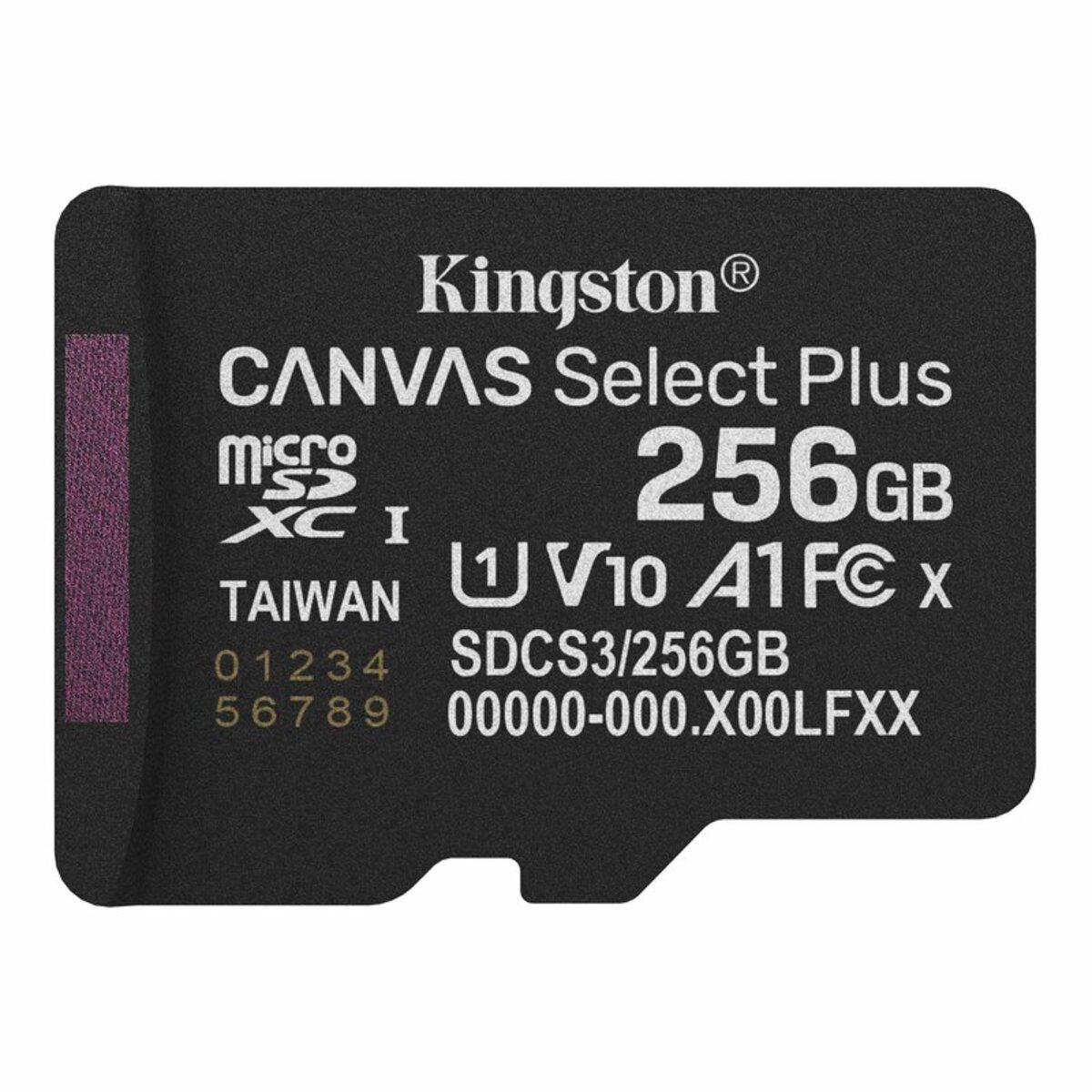 Карта памяти Kingston Canvas Select Plus Gen3 microSDXC UHS-1 class 10 A1 R-150MB/s 256Gb (SDCS3/256GBSP) - фото 1 Карта памяти Kingston Canvas Select Plus Gen3 microSDXC UHS-1 class 10 A1 R-150MB/s 256Gb (SDCS3/256GBSP) - фото 1