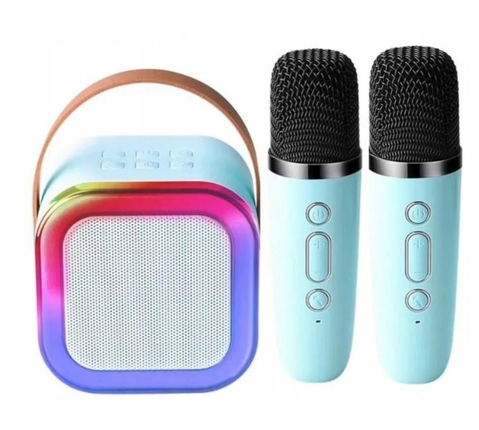 Комплект караоке из 2 микрофонов 1 колонка беспроводной USB Синий