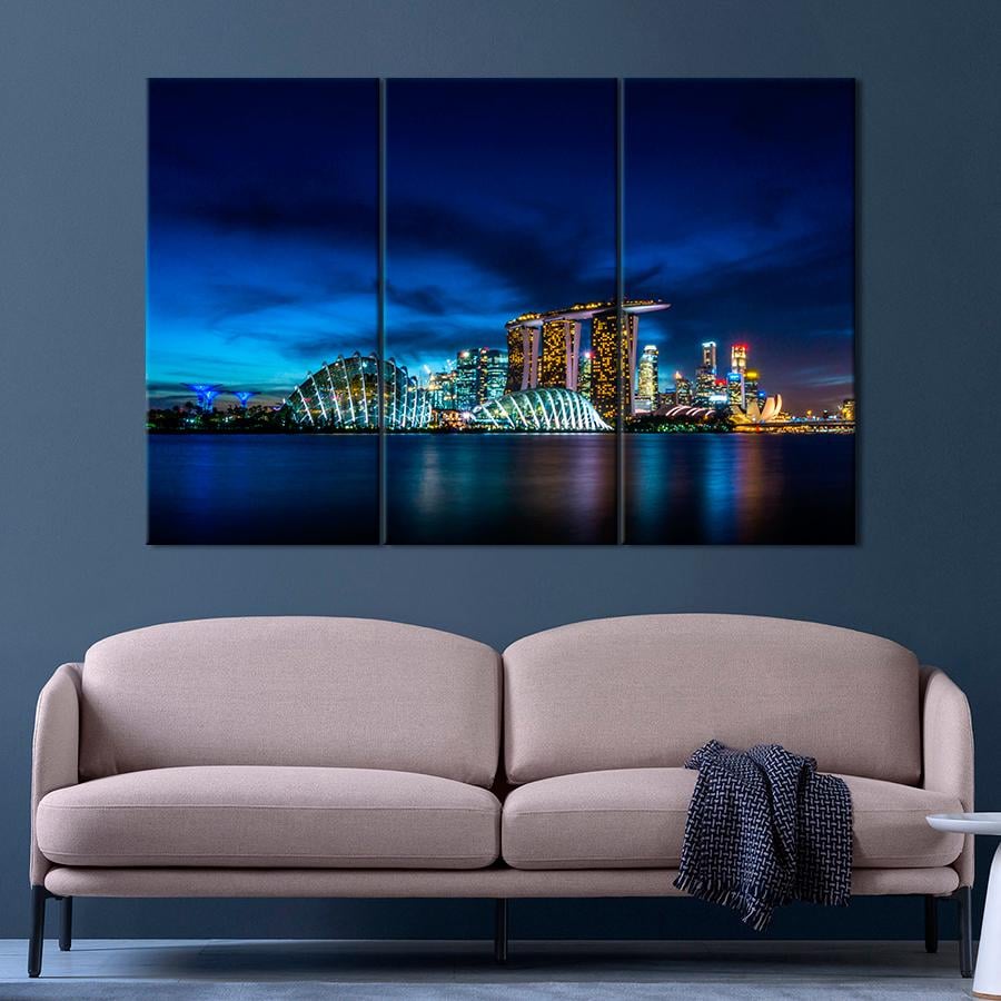 Картина город Яркие огни Сингапура 78x48 см (A752-3)