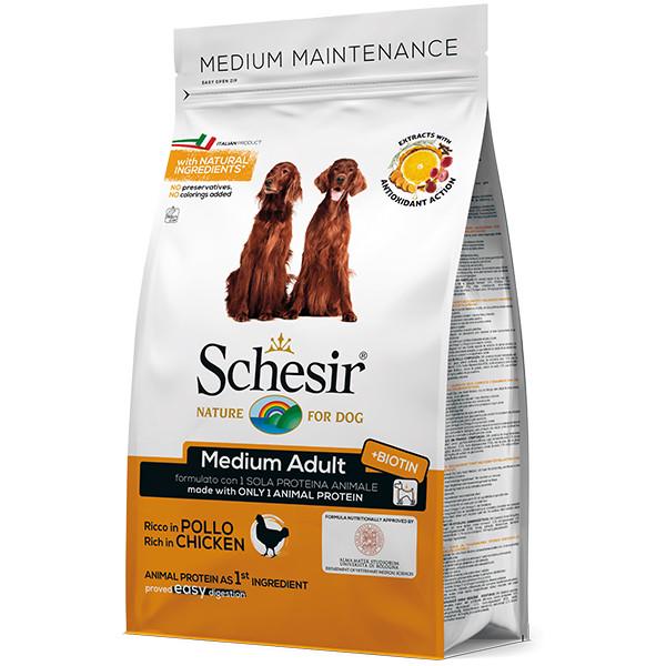Корм сухой Schesir Dog Medium с курицей монопротеиновый для взрослых собак средних пород 3 кг (8005852160003)
