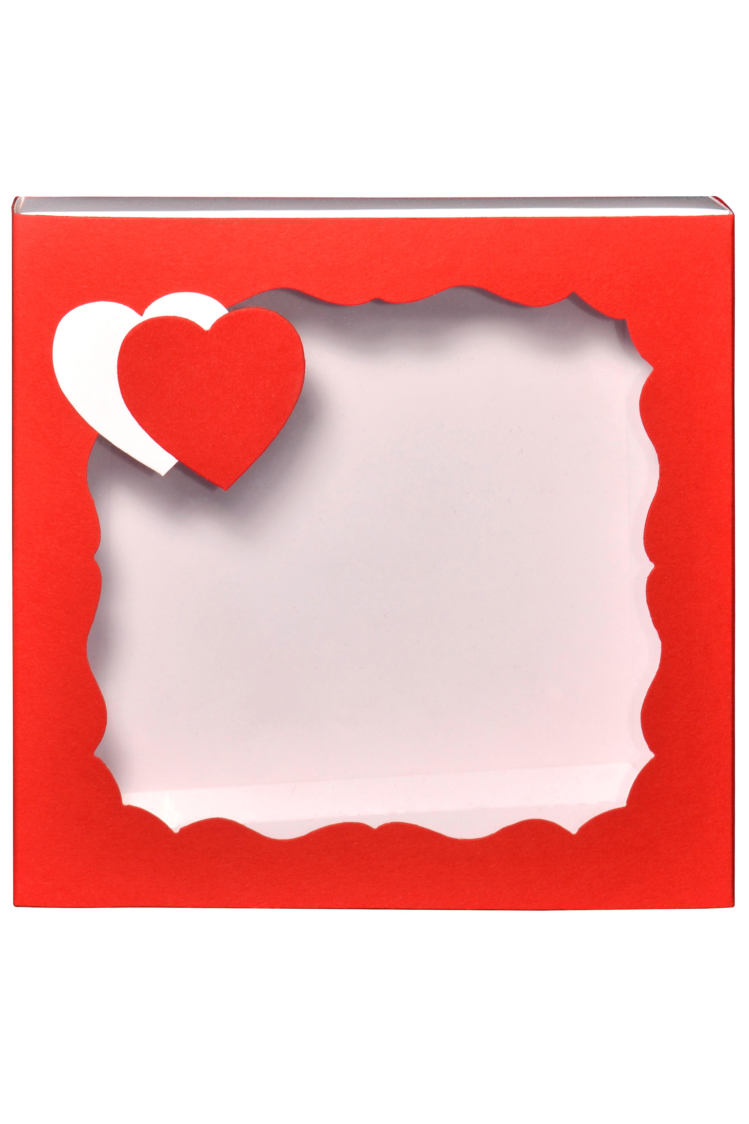 Подарункова коробка с сердечками 16х16х3,5 см Красный (234567890) - фото 2