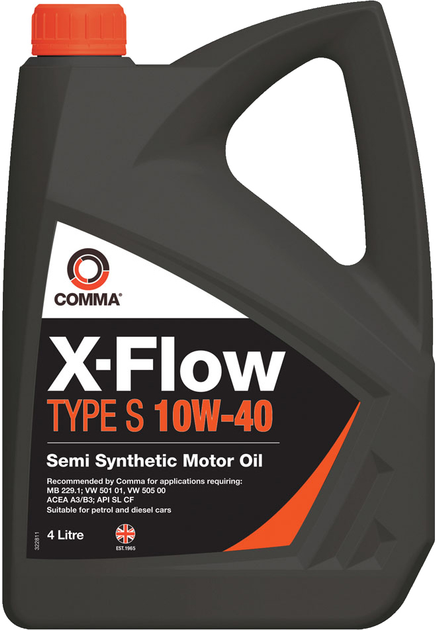 Моторне мастило COMMA X-FLOW TYPE S 10W-40 напівсинтетичне 4 л (XFS4L)