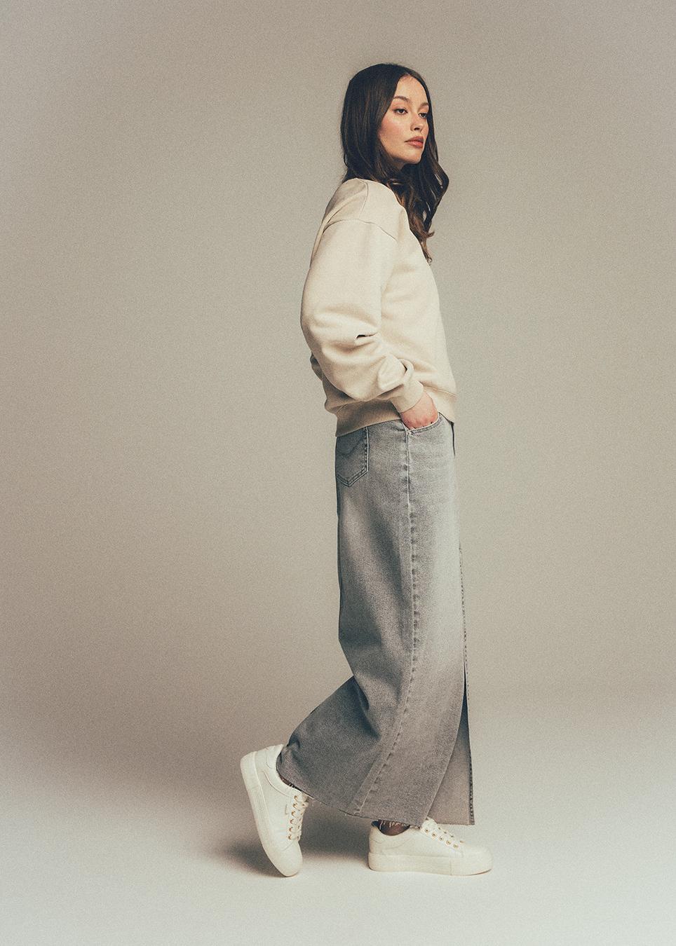 Юбка джинсовая женская длинная Diverse OLIALE M Серый (5905384119414) - фото 2