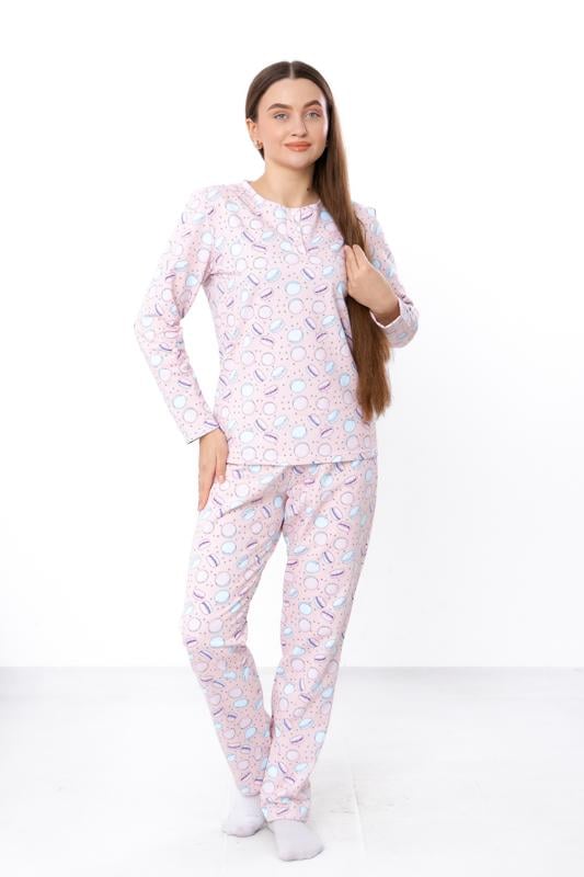 Піжама жіноча утеплена з принтом кофта на 2 кнопках та штани Носи Своє р. 48 Світло-персиковий (8240-024-1)