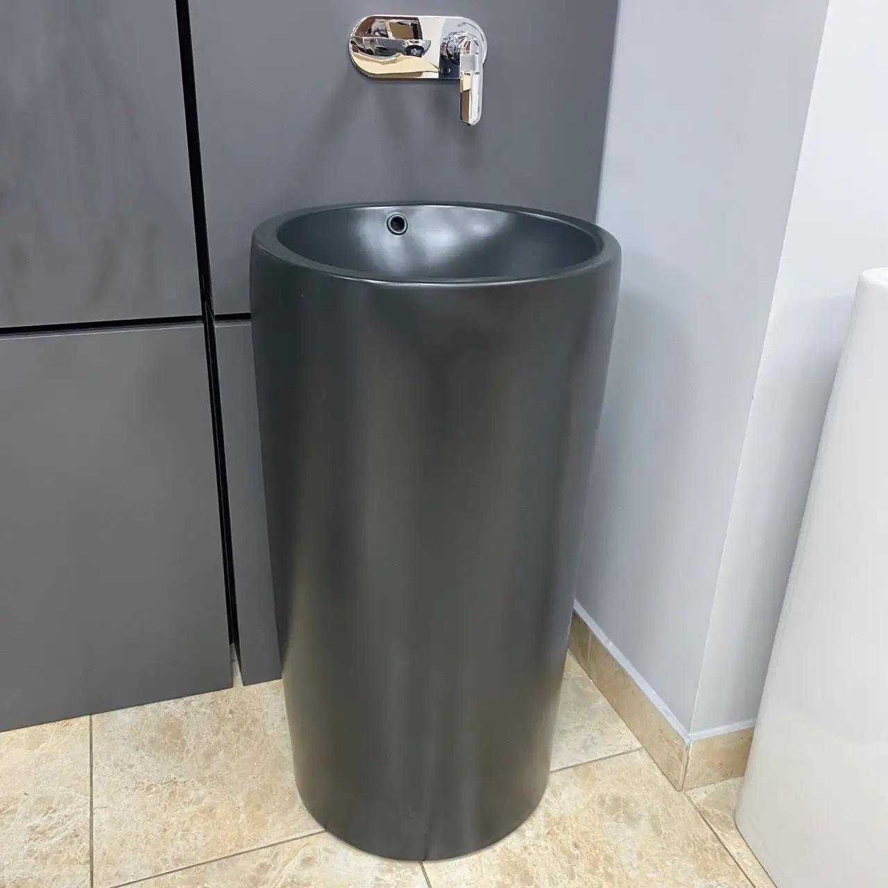 Умывальник напольный VBI Matera круглый 450 мм Черный матовый (VBI-019007) - фото 2 Умывальник напольный VBI Matera круглый 450 мм Черный матовый (VBI-019007) - фото 2