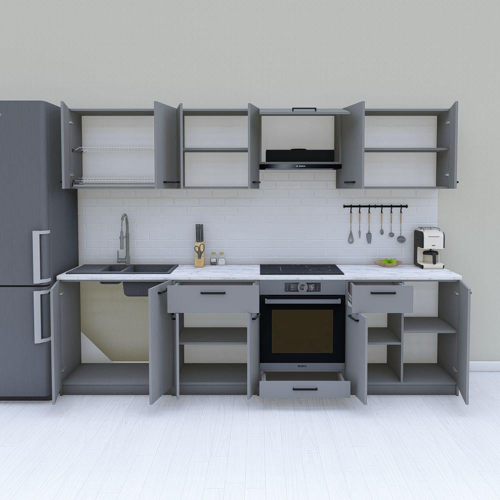 Готовая кухня линейная 2,8 м Антрацит (МП32а) - фото 2 Готовая кухня линейная 2,8 м Антрацит (МП32а) - фото 2