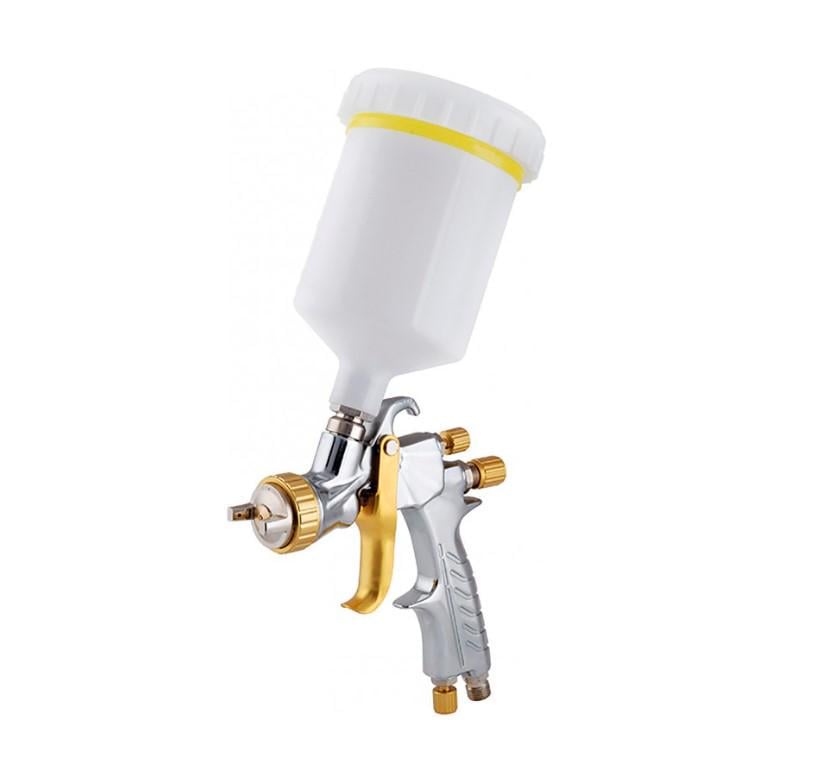 Краскораспылитель пневматический Miol пластиковый верхний бак HVLP 1,7 мм 0,6 л Желтый (23910)