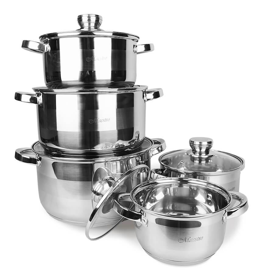 Набір каструль з мірною шкалою та багатошаровим дном 10 шт. (MR-2220-10)