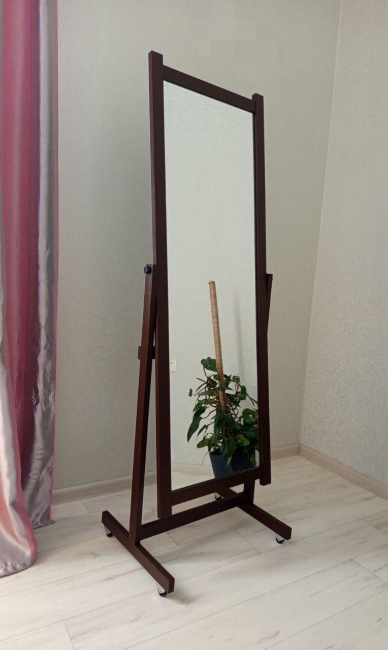Дзеркало підлогове на коліщатках Trumo Akser 160x50x45 см Коричневий (AKSRBR)