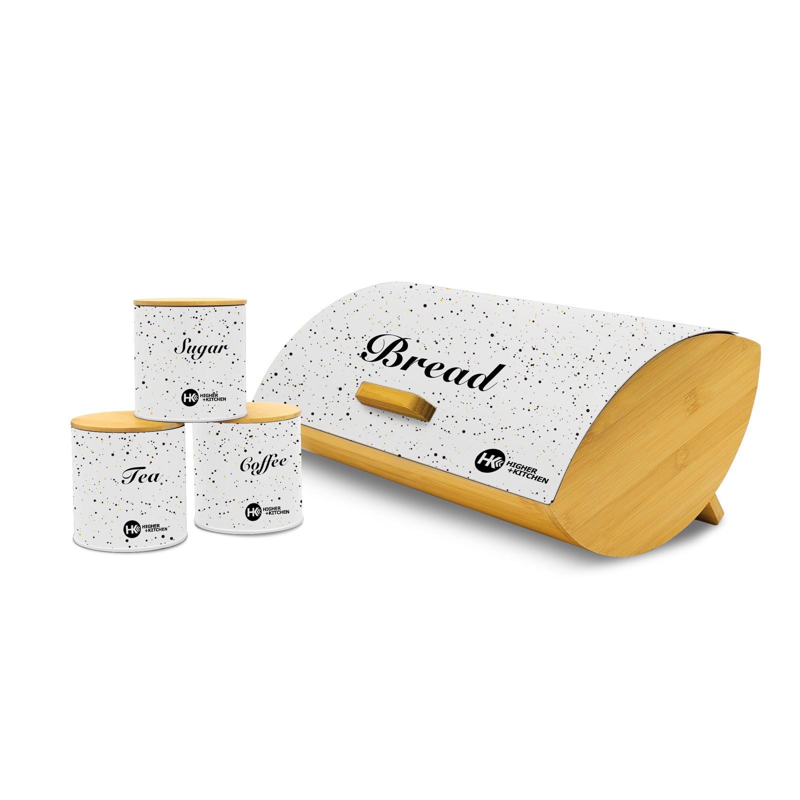 Хлебница из бамбука и металла Higher Kitchen с набором емкостей для хранения Белый