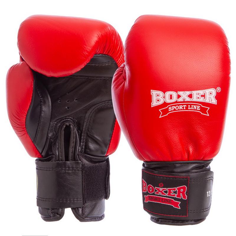Боксерские перчатки BOXER Profi ФБУ натуральная кожа 10 oz Красно-черный (BO-2001)