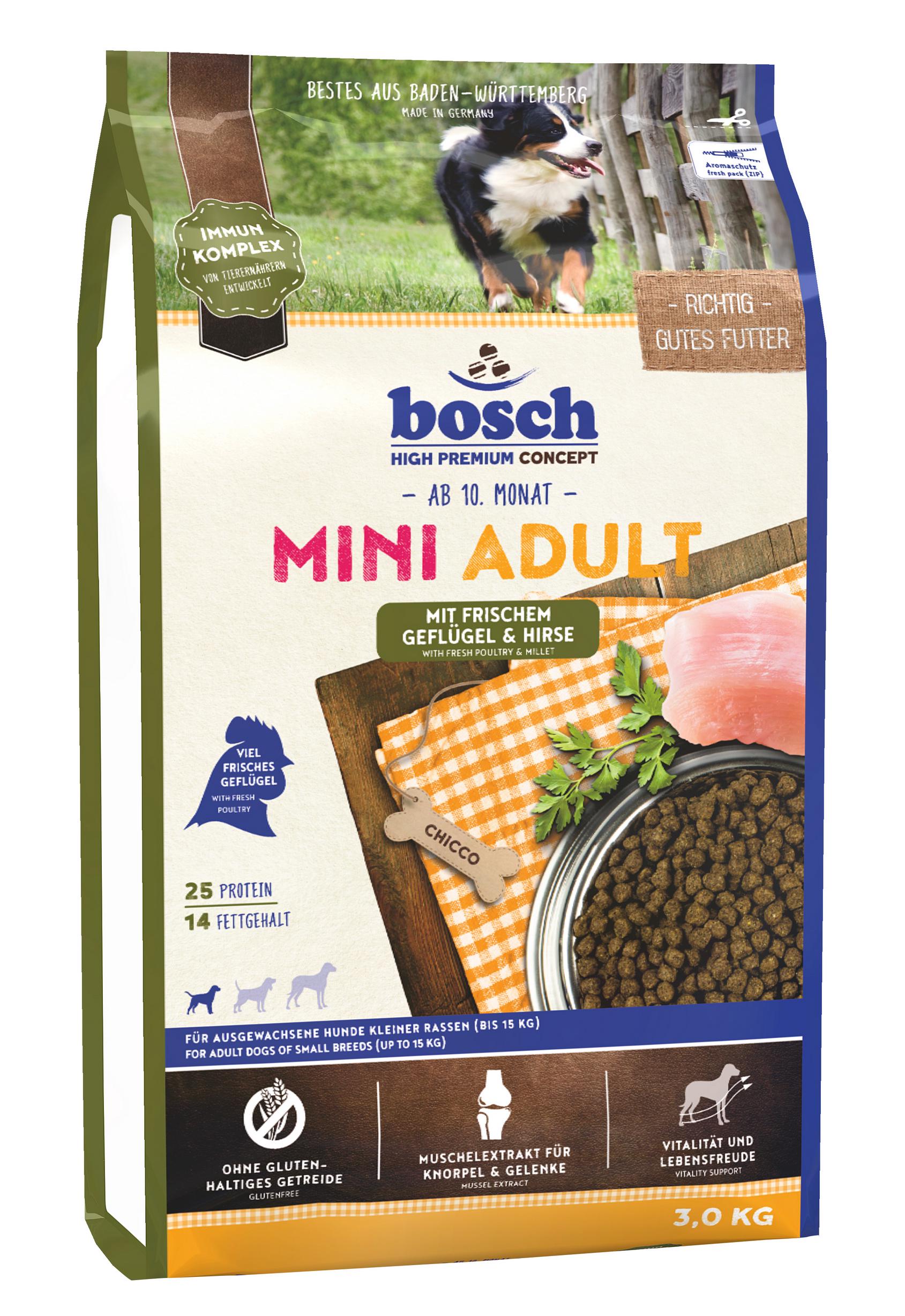 Сухой корм для собак Bosch Mini Poultry and Millet с птицей и зерновыми 3 кг