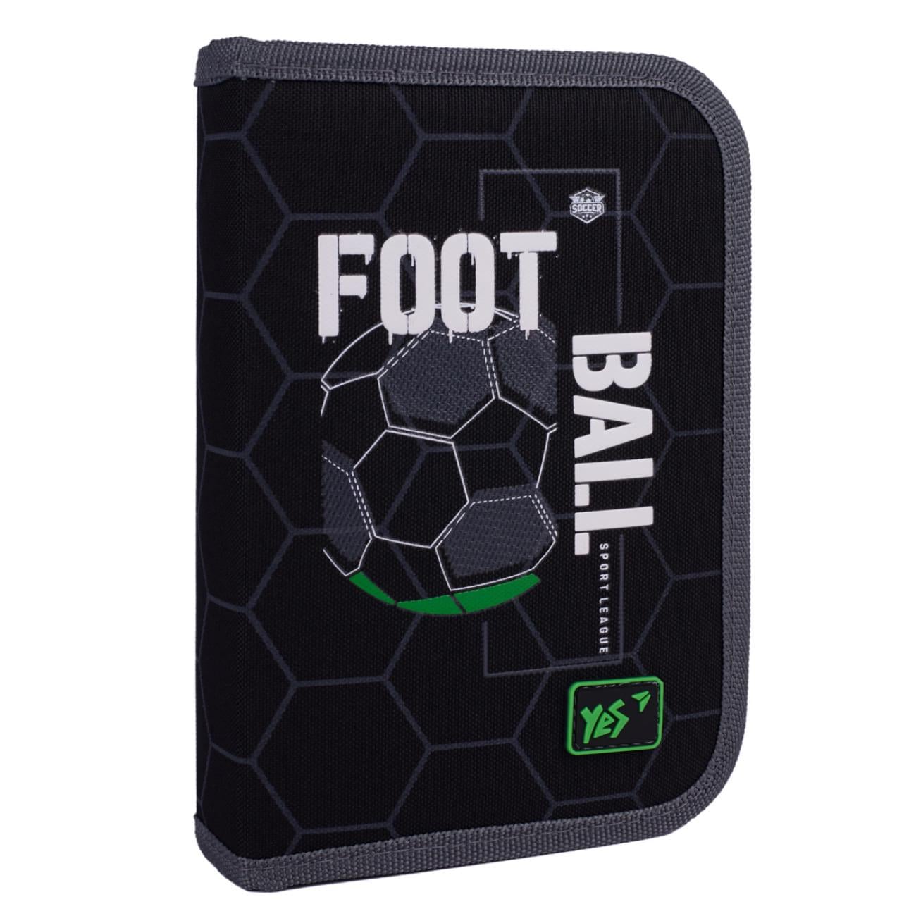Пенал шкільний YES Football Time твердий 1 відділення Чорний (533663)