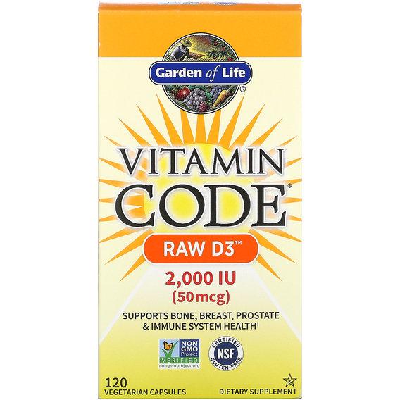 Вітамін D Garden of Life Vitamin Code RAW D3 50 mcg 2 000 IU 120 Veg Caps (GOL-11656)