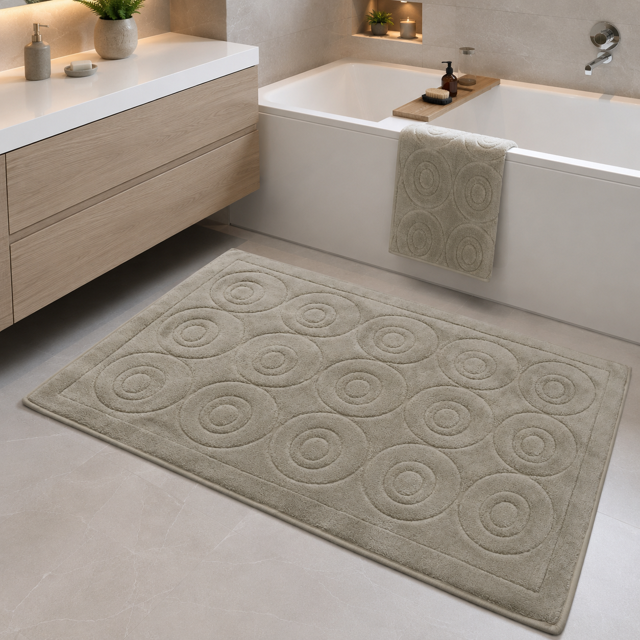 Коврик в ванную Vonaldi Elegant 80x120 см Бежевый (Elegant/beige 152) Коврик в ванную Vonaldi Elegant 80x120 см Бежевый (Elegant/beige 152)