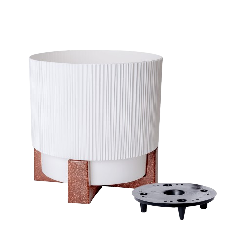 Вазон Алеана Осло зі вставкою та декоративною підставкою 12 см Білий (УТ000103449) - фото 1