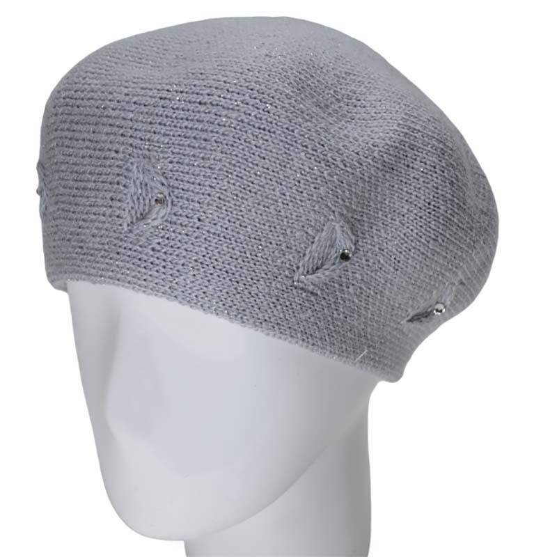 Берет женский Lirus Мариса двойной полушерстяной с люрексовой нитью Серо-голубой (119030)