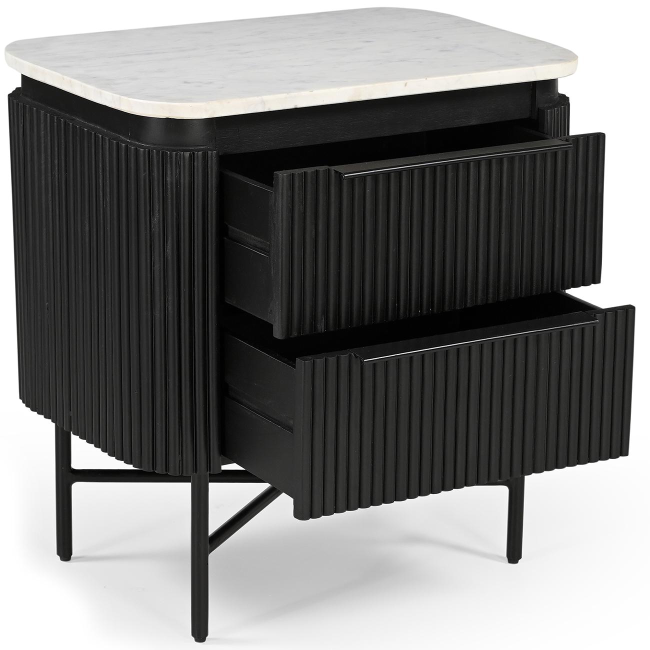 Тумбочка прикроватная Isabella Lilac ice top and black wooden base 2 ящика 60 см - фото 5