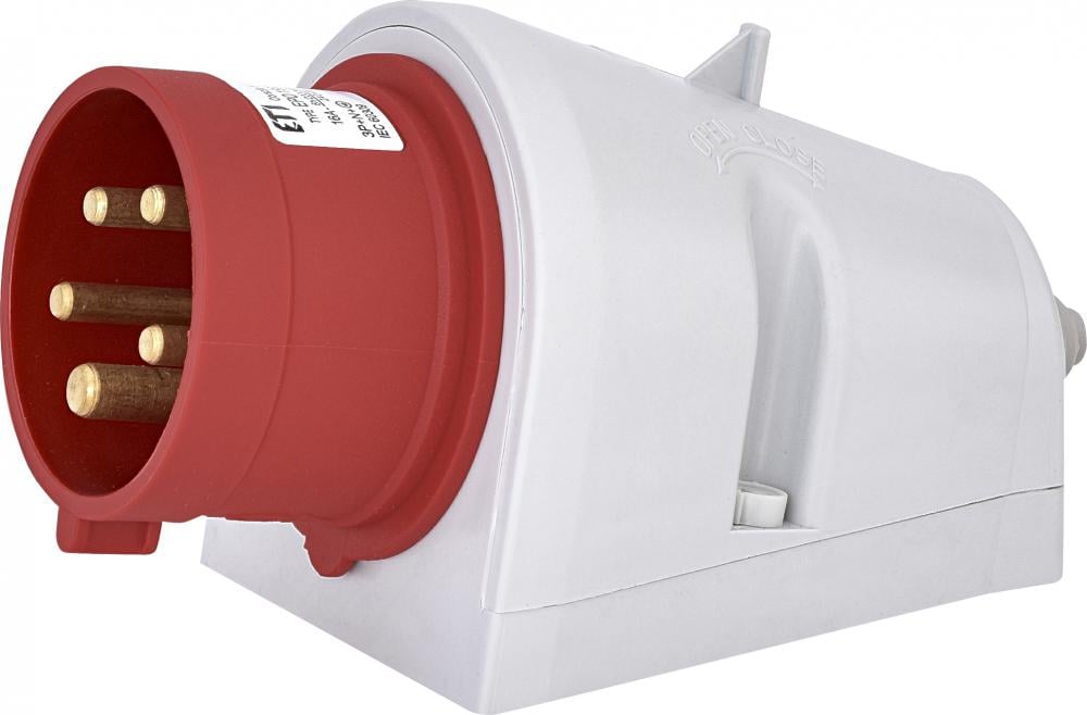 Силовая вилка ETI EPO-1653 3P+N+PE 16А 400 В встроенная с реверсом фаз IP44 Красный (4482064)