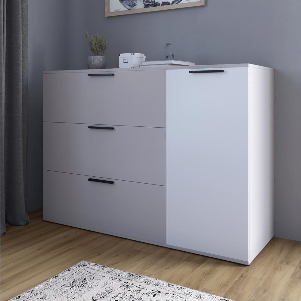 Комод Lion Краш з трьома висувними шухлядами та закритими полицями Кашемір/Німфея альба (000-000-2243) Комод Lion Краш з трьома висувними шухлядами та закритими полицями Кашемір/Німфея альба (000-000-2243)