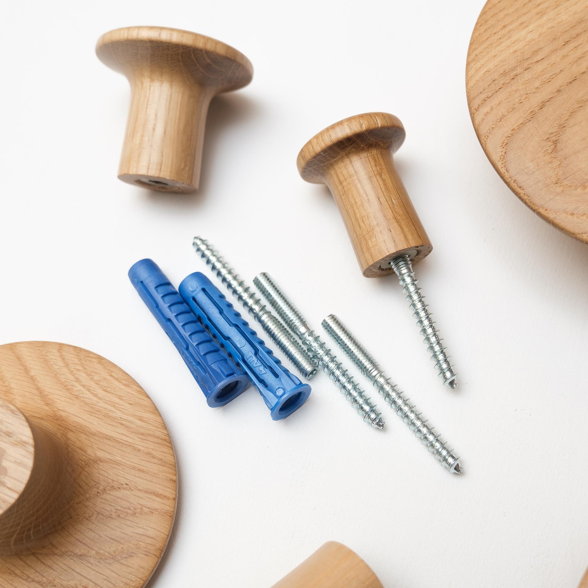 Набор деревянных мебельных крючков для одежды ø 35-150 мм 6 шт. Дуб (49548) - фото 4