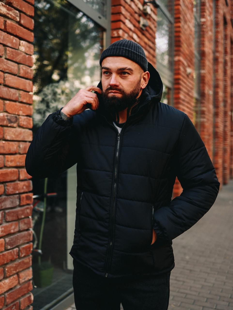 Куртка мужская зимняя с капюшоном теплая M Черный (D0047/1) - фото 1 Куртка мужская зимняя с капюшоном теплая M Черный (D0047/1) - фото 1