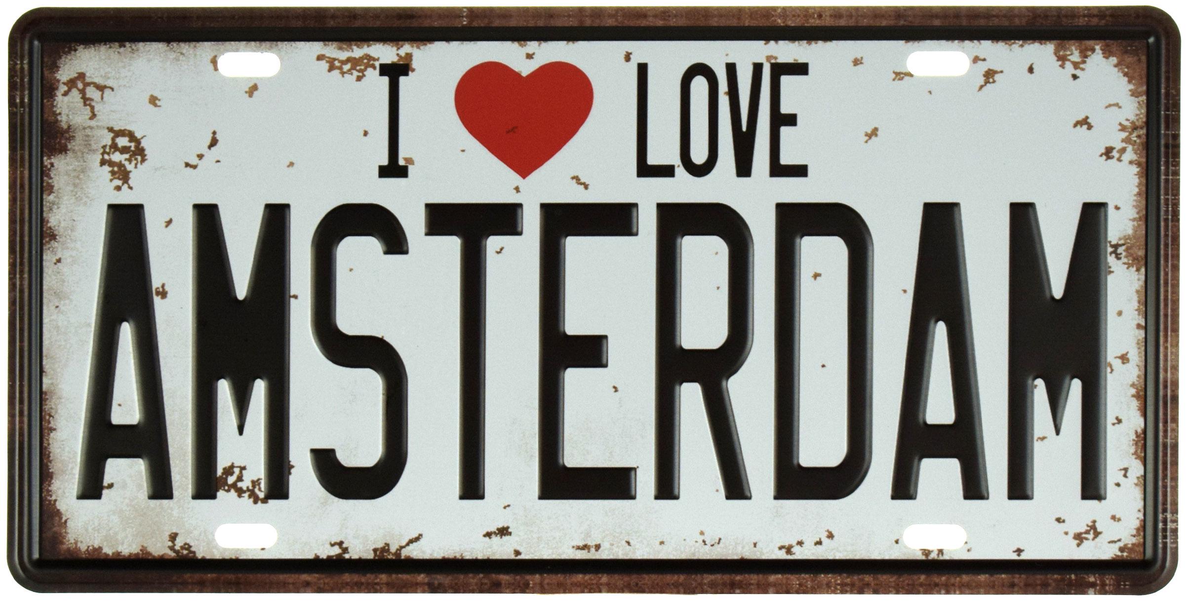 Табличка металева Я Люблю Амстердам/I Love Amsterdam 15x30 см