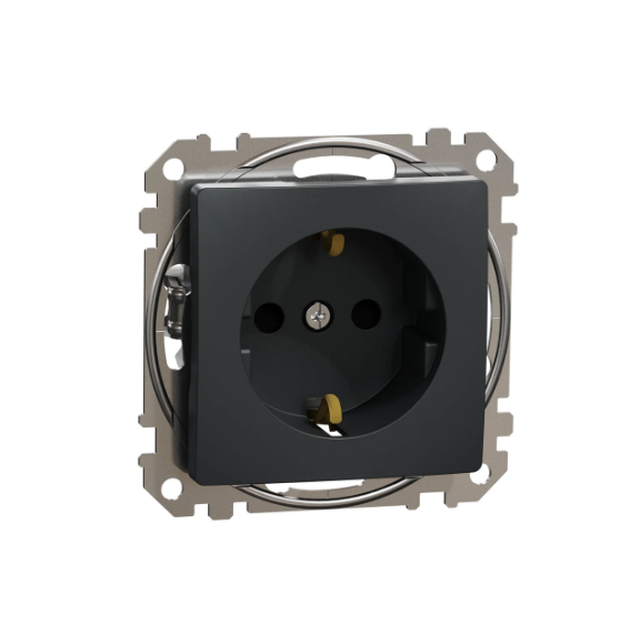 Розетка одинарная Schneider Sedna Design с/с со шторками Черный (28488498) Розетка одинарная Schneider Sedna Design с/с со шторками Черный (28488498)