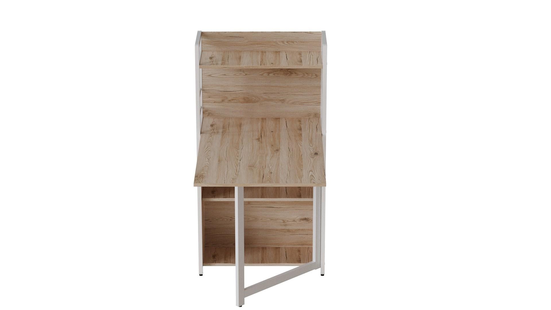 Стол книжка с этажеркой Ferrum-decor Практик 1 металл/ДСП 16 мм 1200x640x990 мм Белый/Дуб Сан-Марино (FRD-104619)