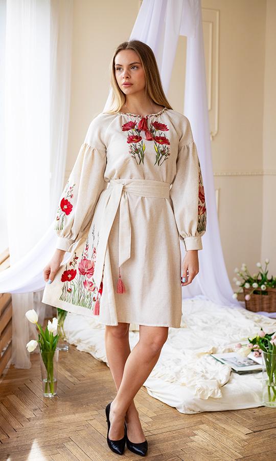 Сукня-вишиванка жіноча Вишиваночка р. 50 Бежевий (1205-к)