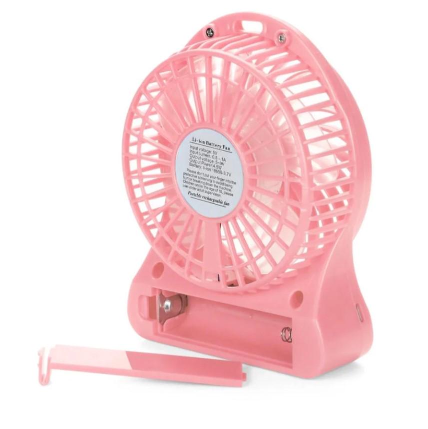 Вентилятор настольный Mini Fan USB на аккумуляторе 14х10х4 см Розовый (MX-3288-11318R) - фото 4
